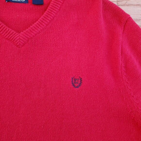 Ralph Lauren Chaps Mens Red V-Neck Sweater Large 100% Cotton - Picture 3 of 4